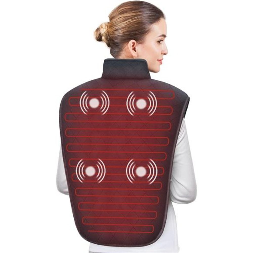 Large Heat Pad, Electric Portable Heated Pad with 5 Massage Modes, Auto Shut-Off